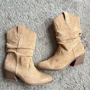 New without tags. Time and Tru Tan Heeled Boots. Size 9